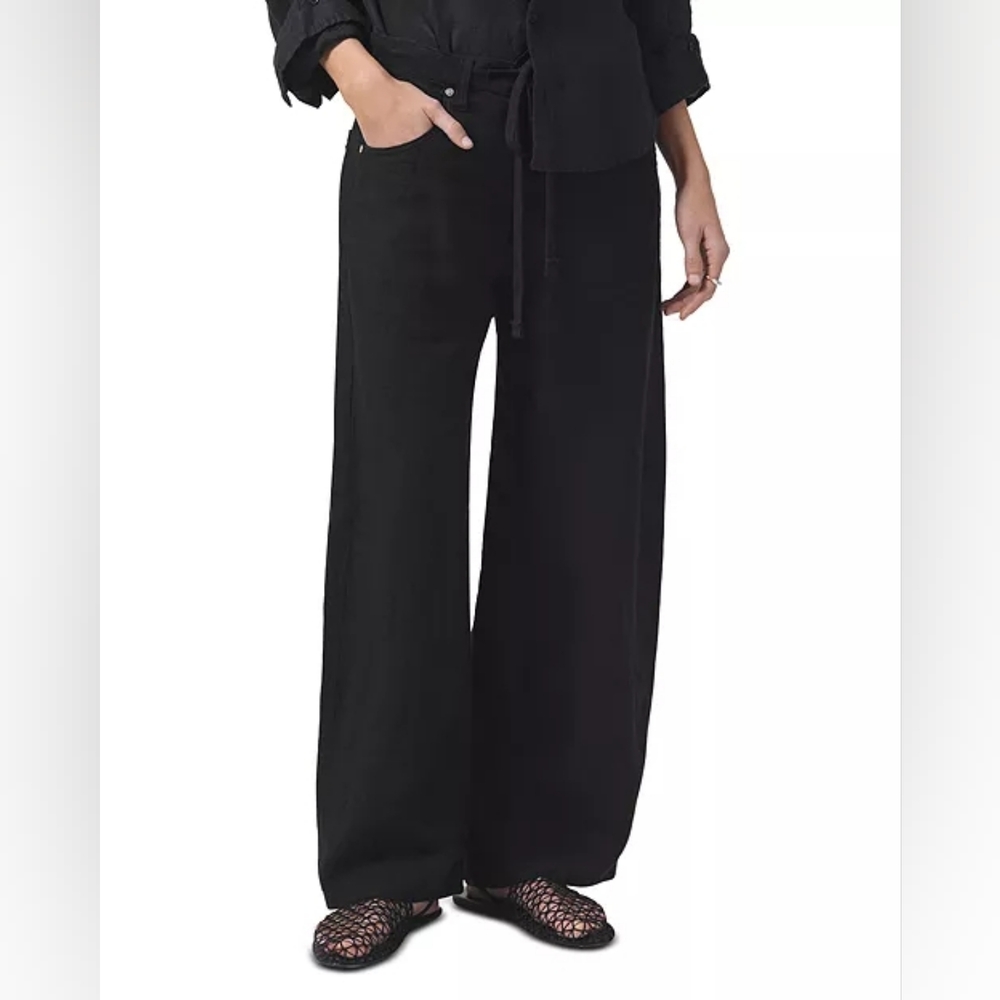 NWT Citizens of Humanity Brynn Drawstring Trouser Black Linen Trouser 32